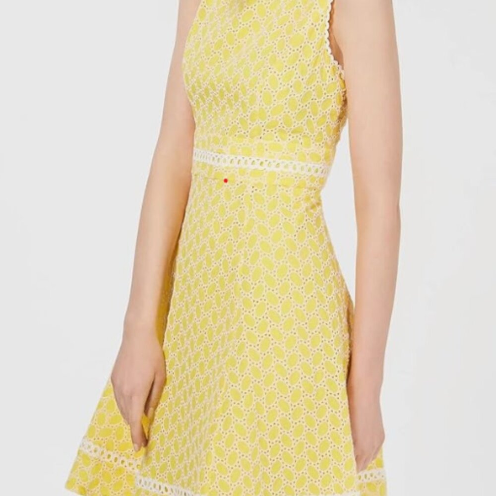 Calvin Klein Canary Yellow Eyelet Flare Dress - 12